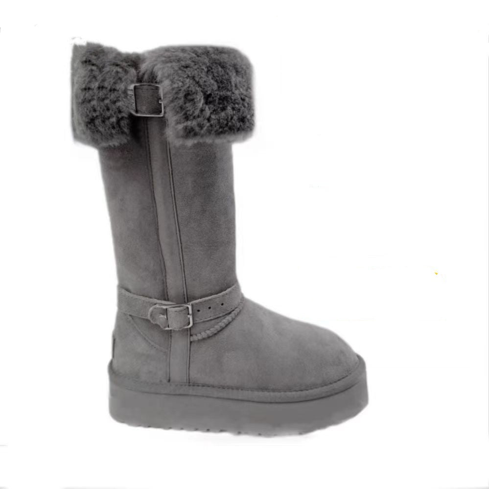 Women's Long Boots Winter Snow Boots shearling Tall Boot Genuine Leather Boots