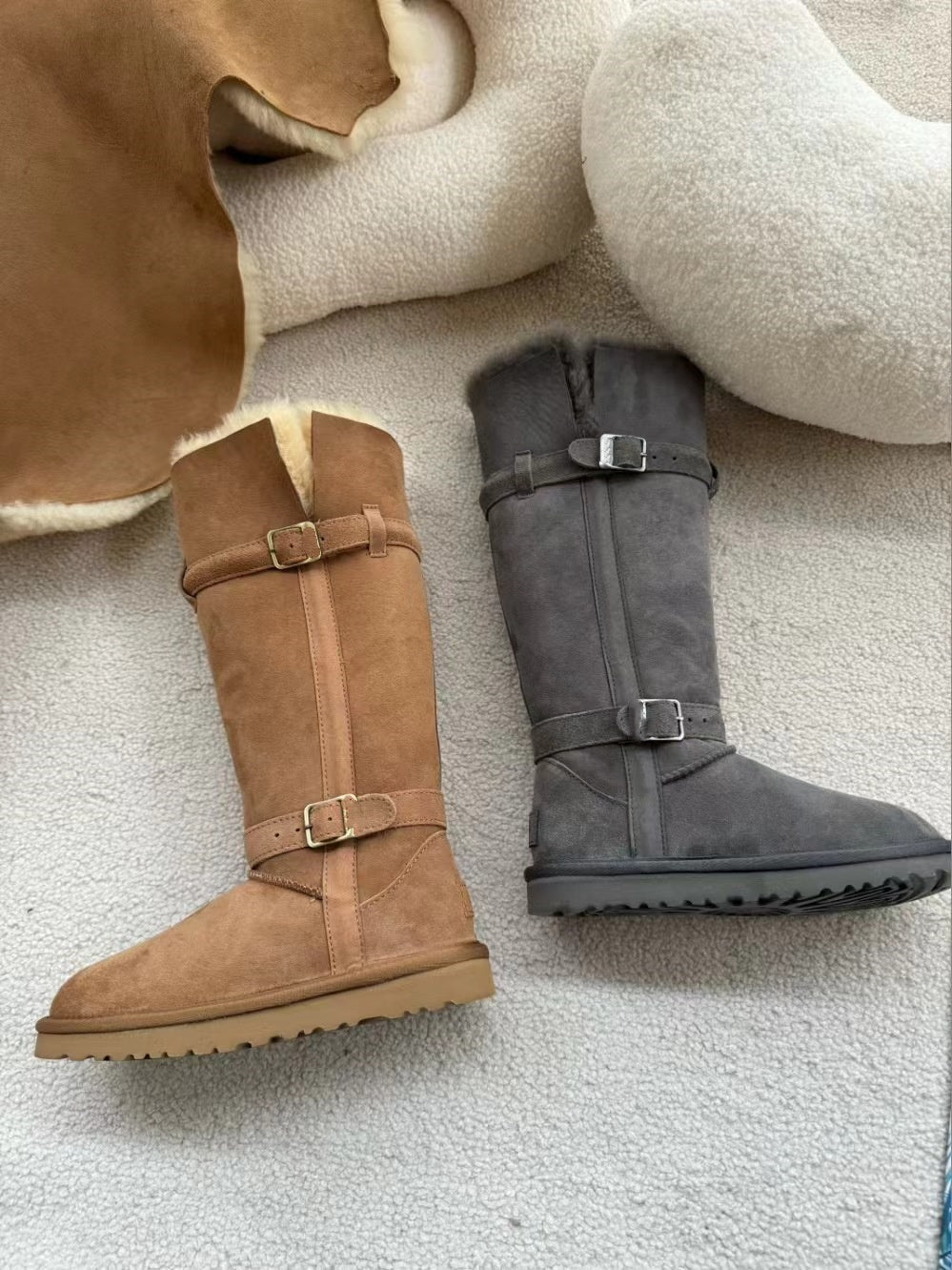 Women's Long Boots Winter Snow Boots shearling Tall Boot Genuine Leather Boots