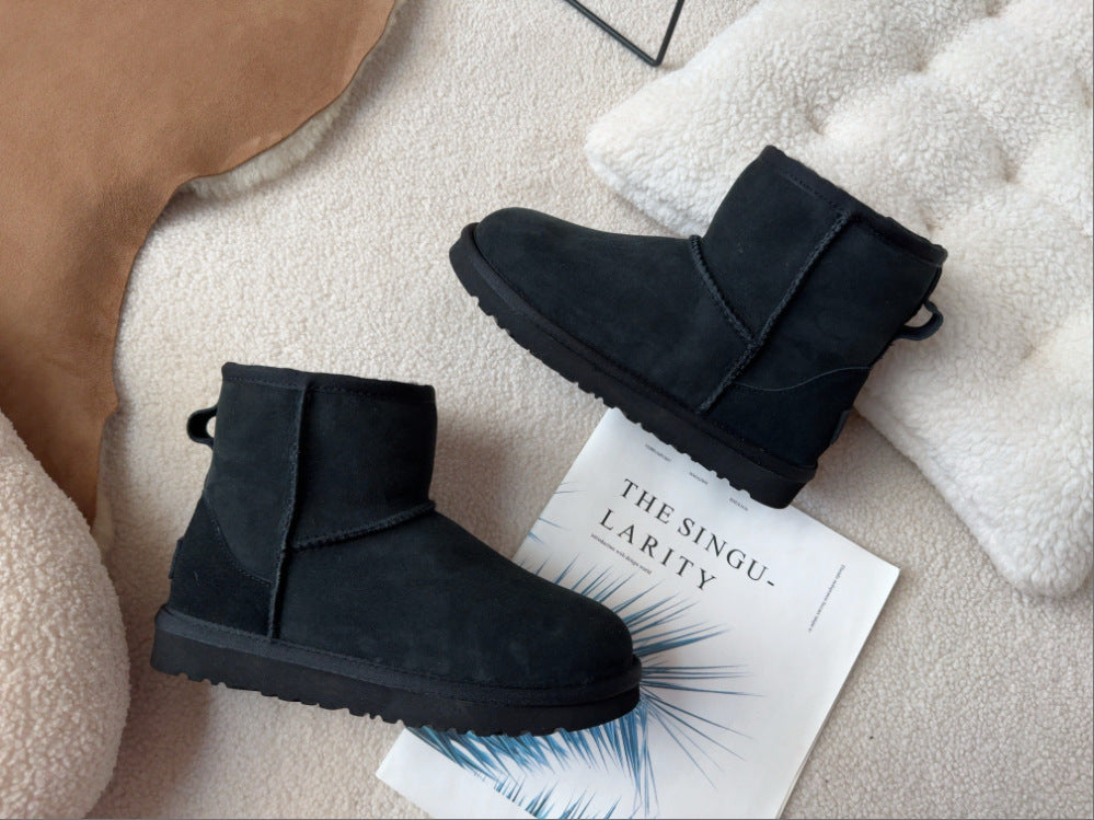 Genuine Leather Classic Ultra Mini Ankle Snow Boots for Women