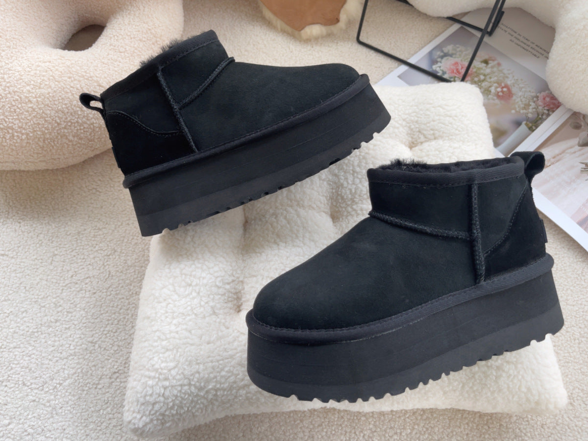 Genuine Leather Classic Ultra Mini Ankle Snow Boots for Women